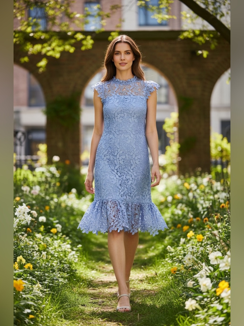 Elie Tahari Vine Lace Midi Dress